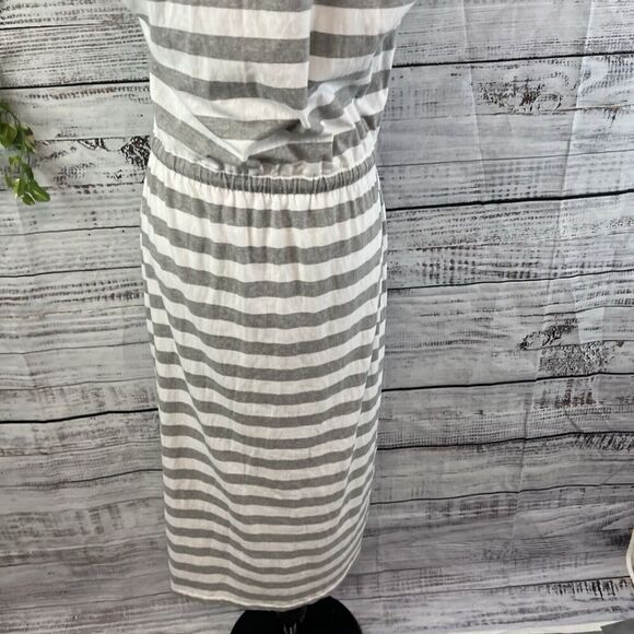 Tommy Hilfiger Dress size Small Gray White Striped Jersey Midi Casual Nautical - Picture 16 of 16